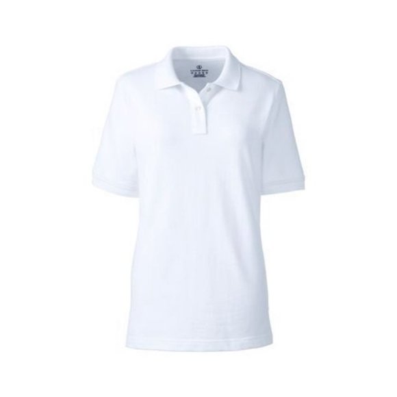 NWT LANDS' END WOMEN'S SHORT SLEEVE‎ MESH POLO SHIRT WHITE PXS & SMALL - Picture 1 of 11